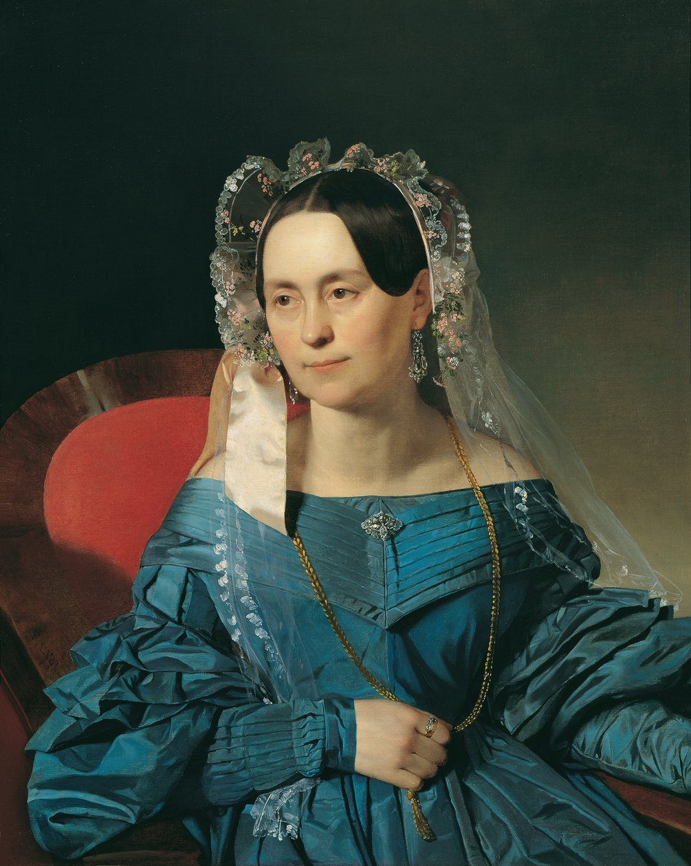 Dame en robe bleue - Franz Eybl