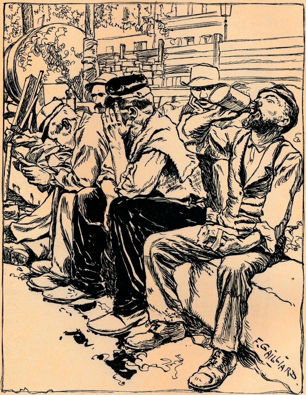 Ouvriers au dîner, vers 1900 - Franz Gailliard