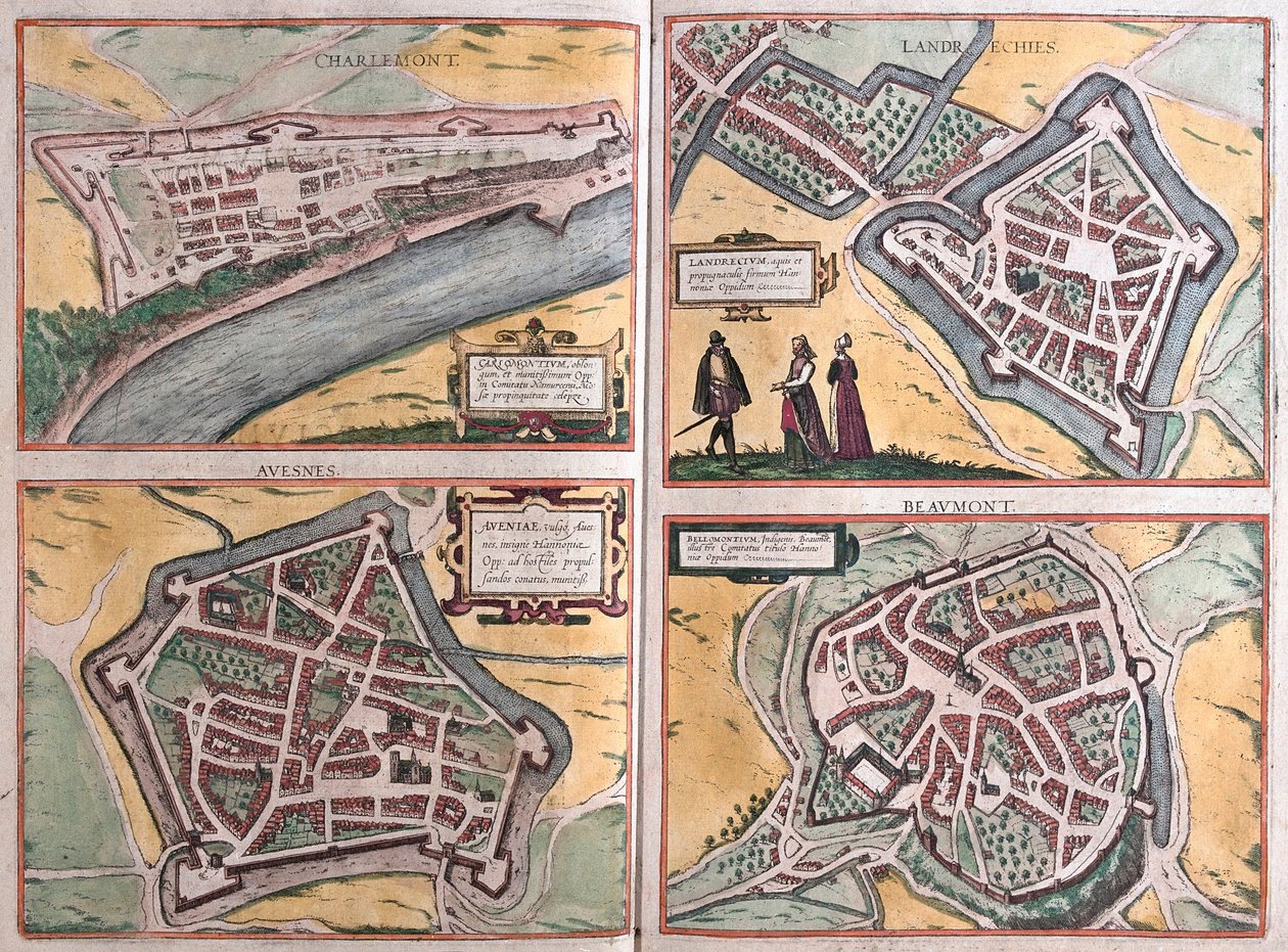 Charlemont, Beaumont, Avesnes et Landrecies, France (gravure) - Franz Hogenberg