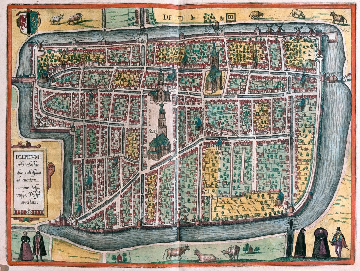 Delft, Pays-Bas (gravure) - Franz Hogenberg