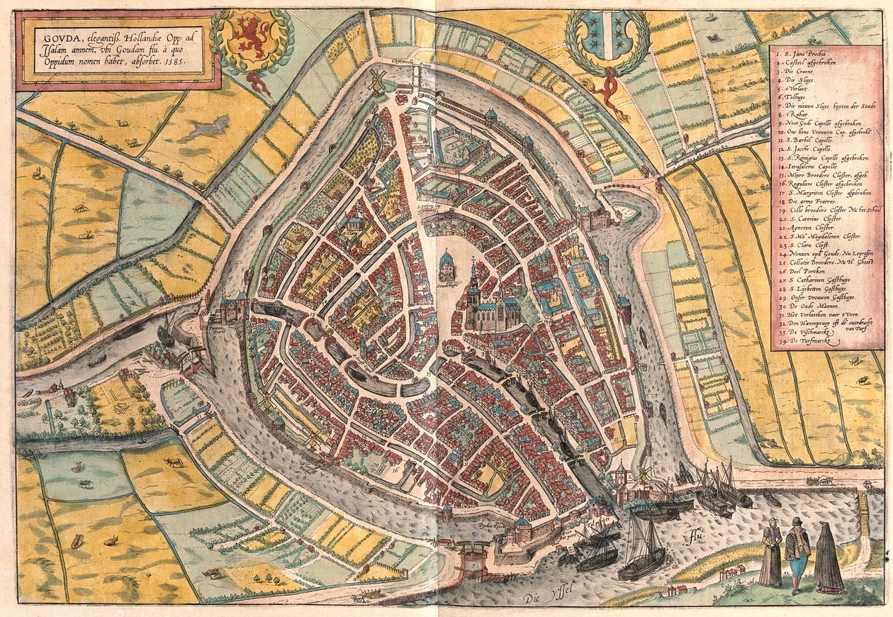 Gouda, Pays-Bas (gravure) - Franz Hogenberg