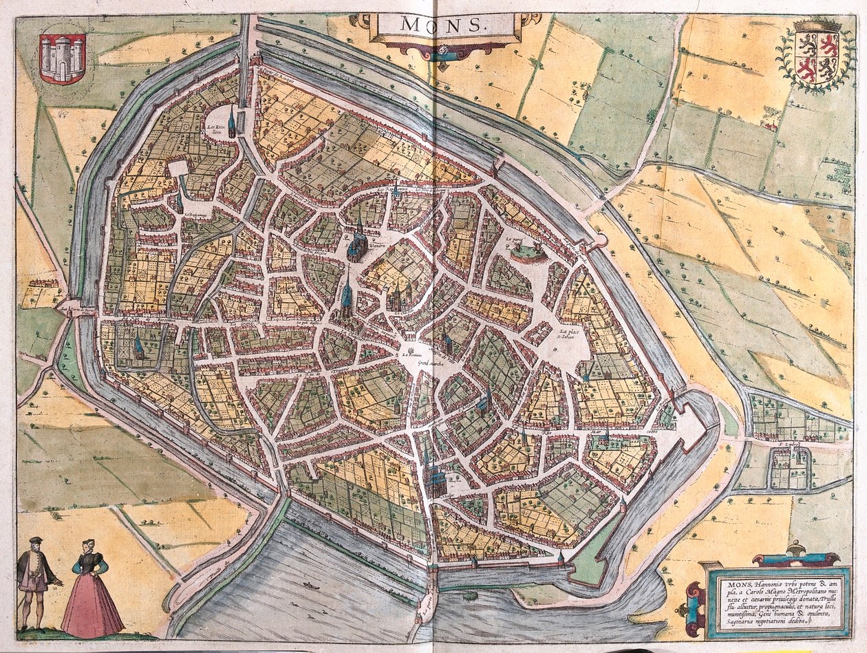Mons, Belgique (gravure) - Franz Hogenberg