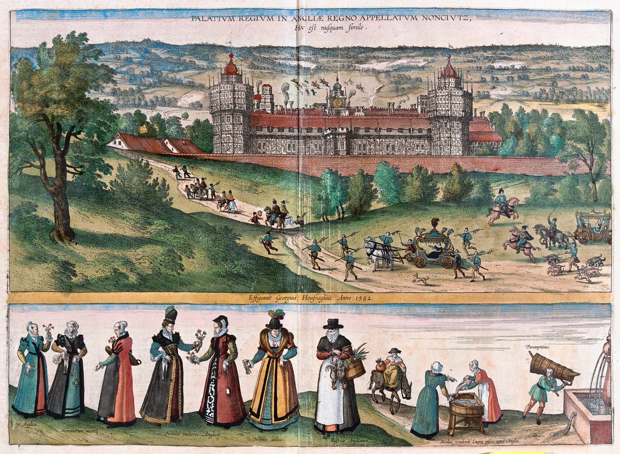 Palais de Sans-Elike, Surrey, Angleterre (gravure) - Franz Hogenberg