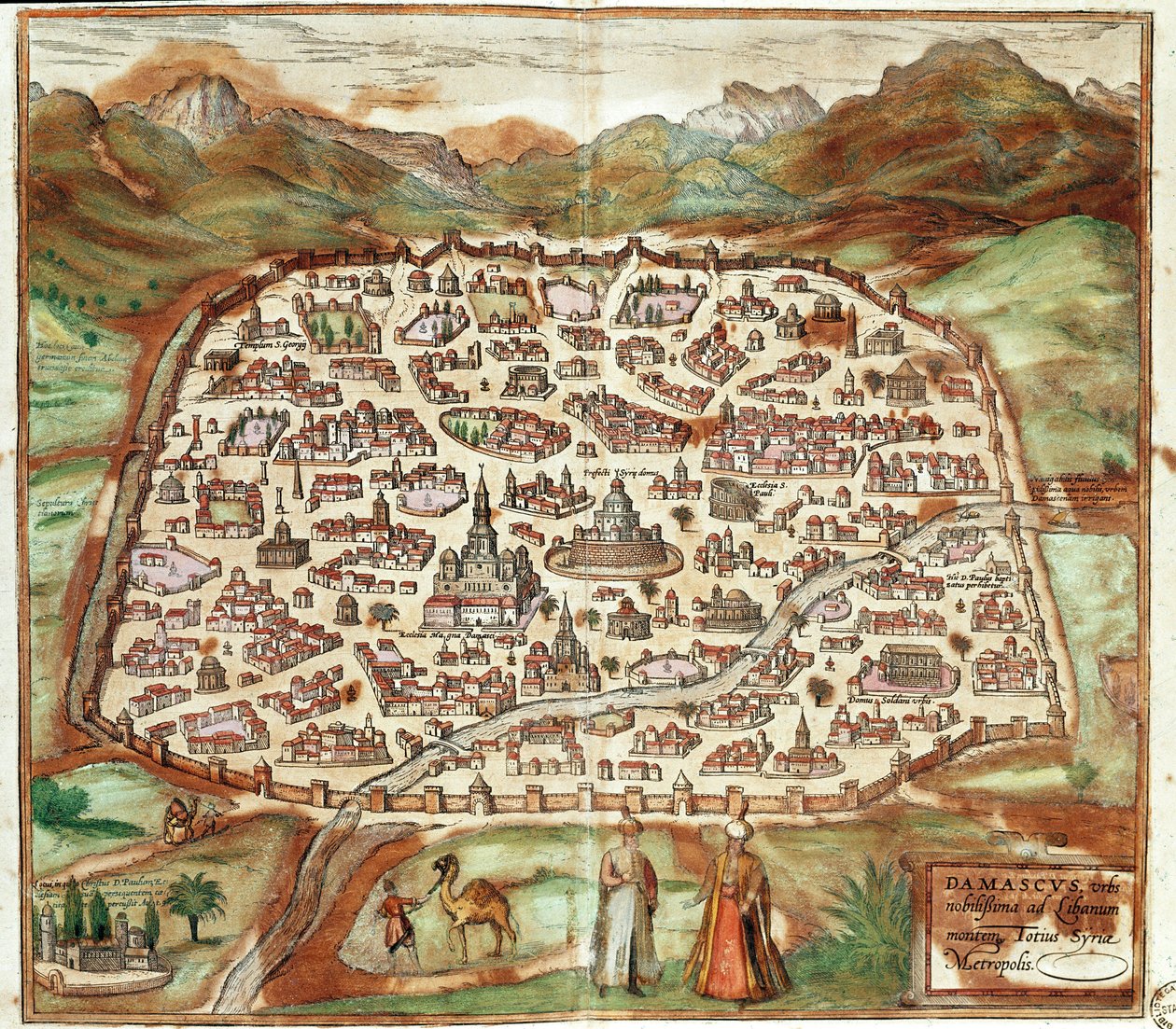 Vue de Damas - Syrie (gravure) - Franz Hogenberg