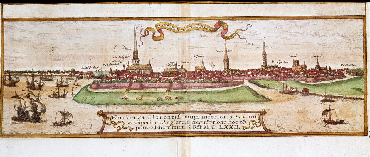 Vue de Hambourg (gravure) - Franz Hogenberg
