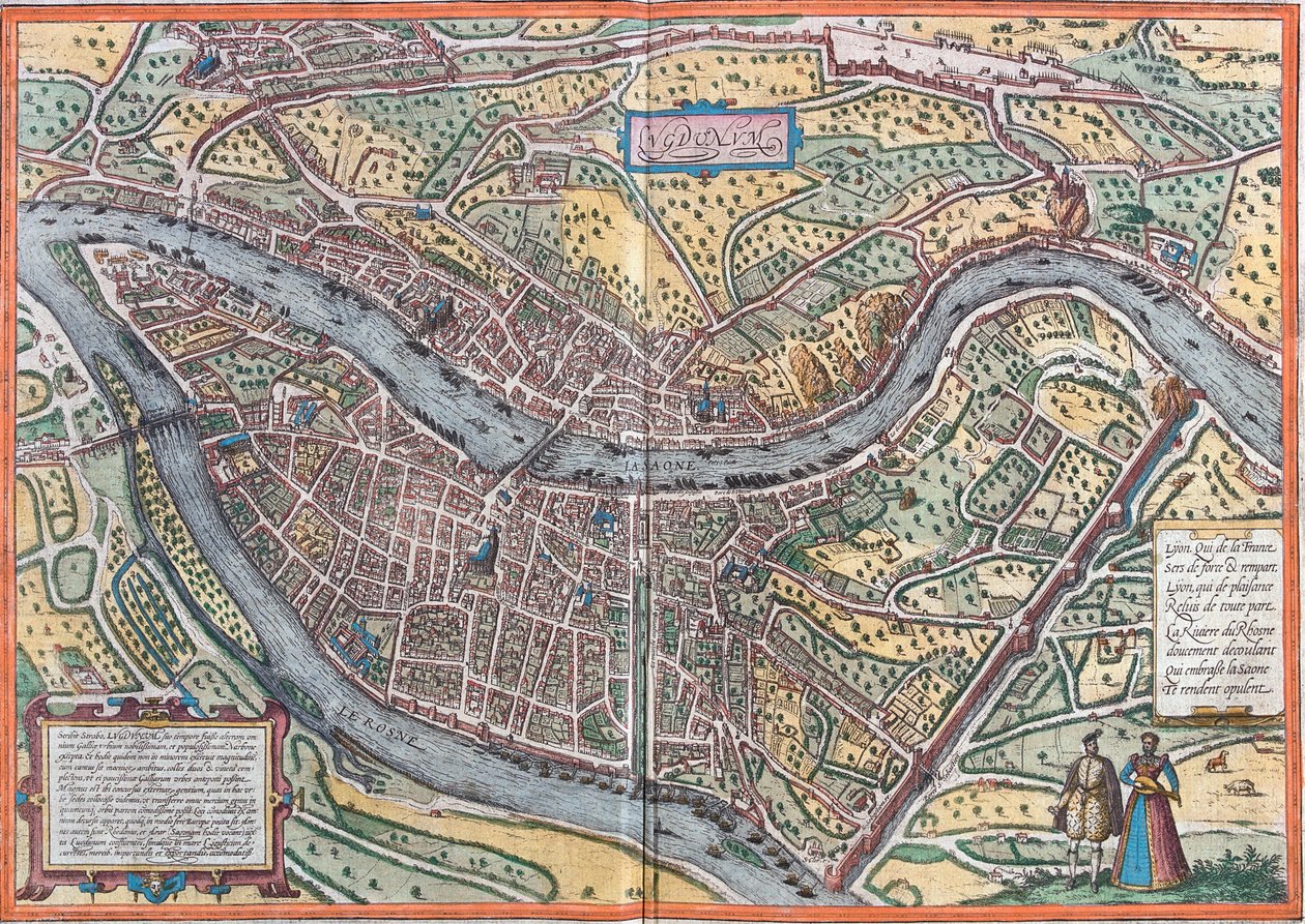 Vue de Lyon (Lugdunum), France - Franz Hogenberg