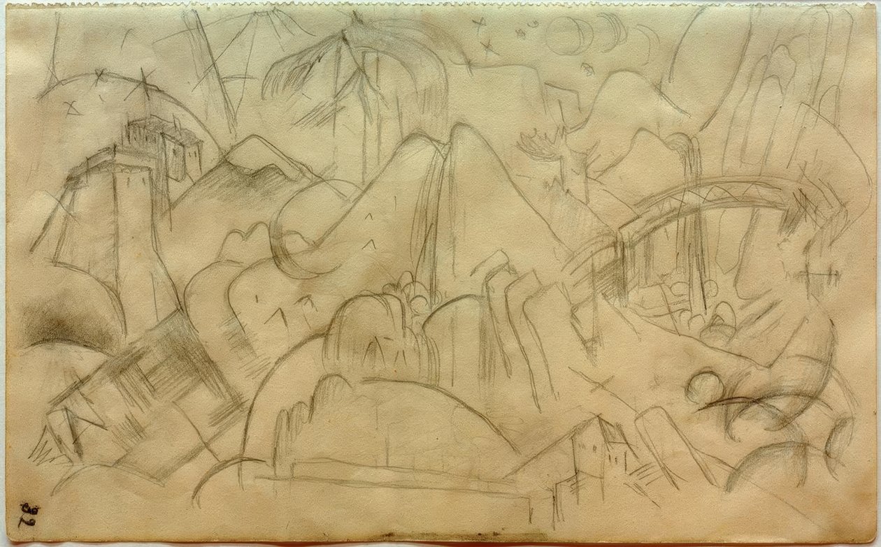 Paysage de montagne avec pont (Tyrol) - Franz Marc
