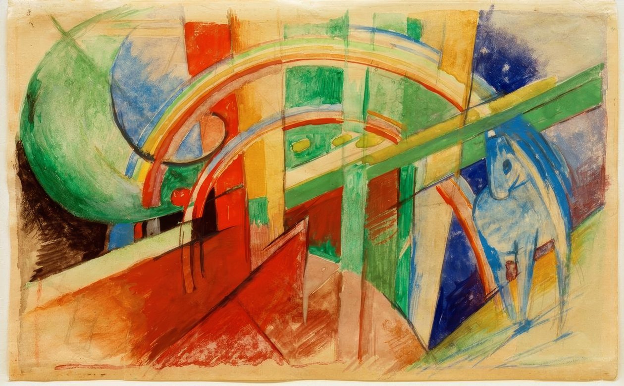 Cheval bleu avec arc-en-ciel - Franz Marc