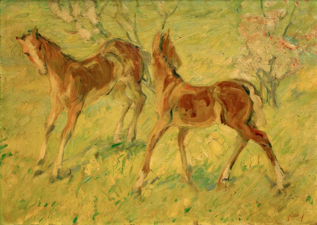Poulains dans le pré (Poulains sautant) - Franz Marc