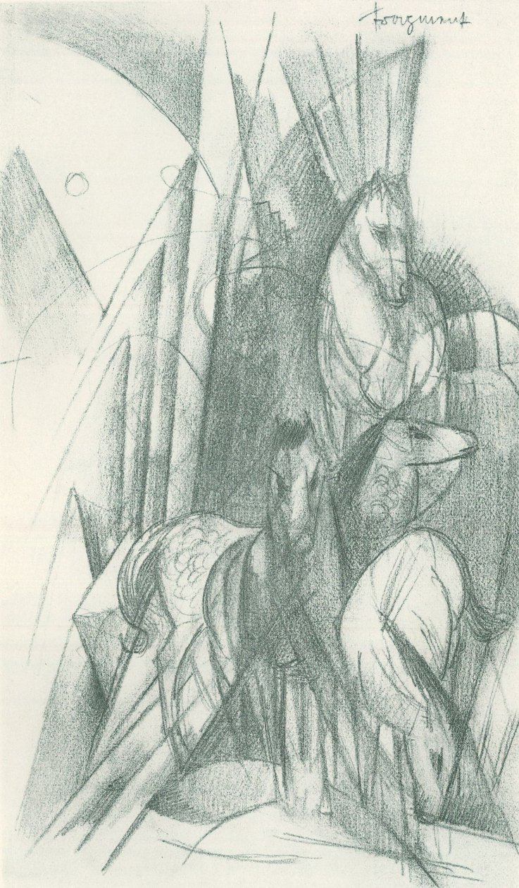 Composition de chevaux et de formes abstraites - Franz Marc