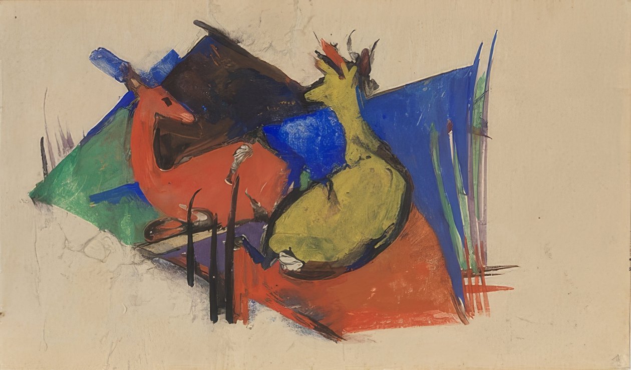 Deux cerfs couchés - Franz Marc