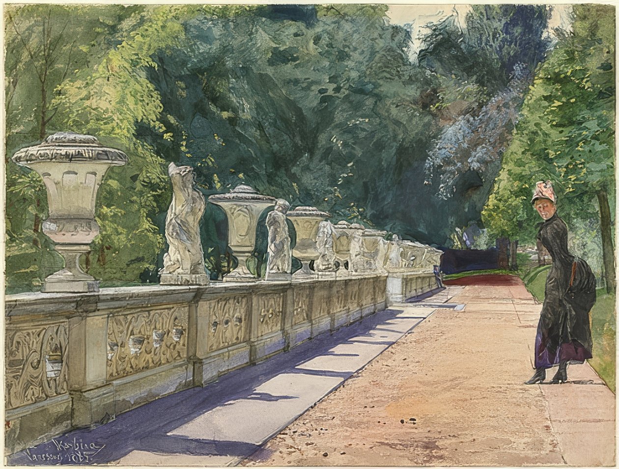 Promenade dans le parc de Sanssouci - Franz Skarbina