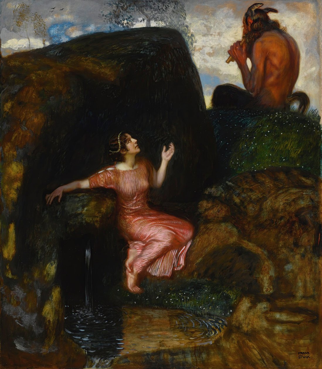 À la source Nymphe écoutant - Franz Stuck Ritter von