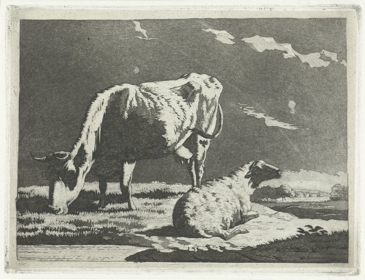 Paysage avec vache et mouton - Frédéric Théodore Faber