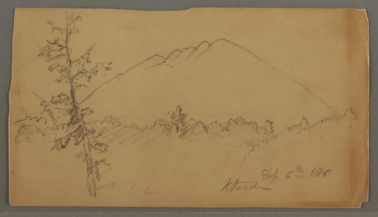 Dessin, Mt. Katahdin, bois, arbre au premier plan - Frederic Edwin Church