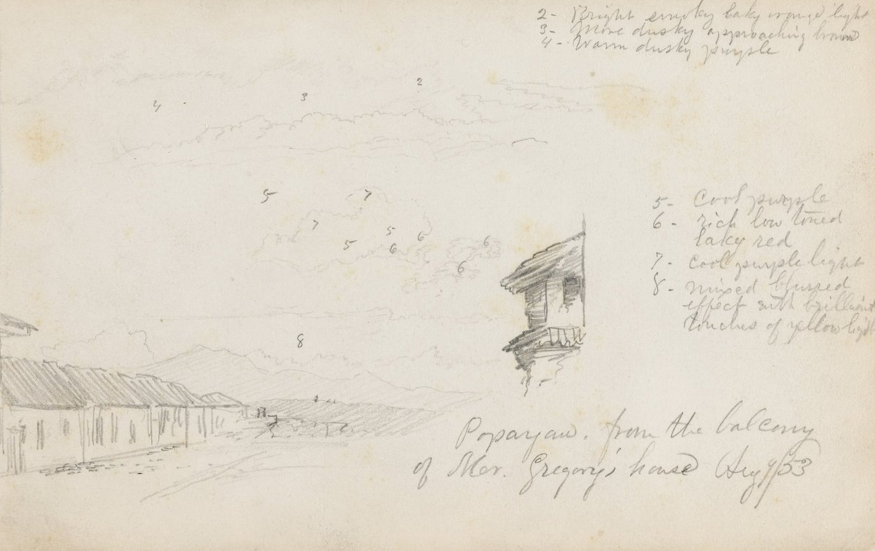 Popayan, Colombie; Verso - Paysage de montagne, Colombie - Frederic Edwin Church