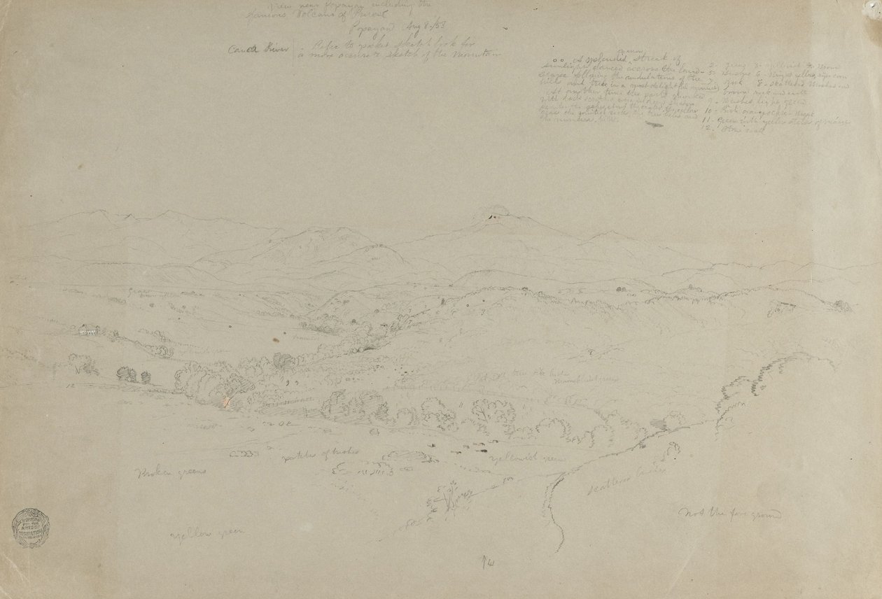 Étude. Paysage avec mont Puresé. Croquis. Paysage. - Frederic Edwin Church