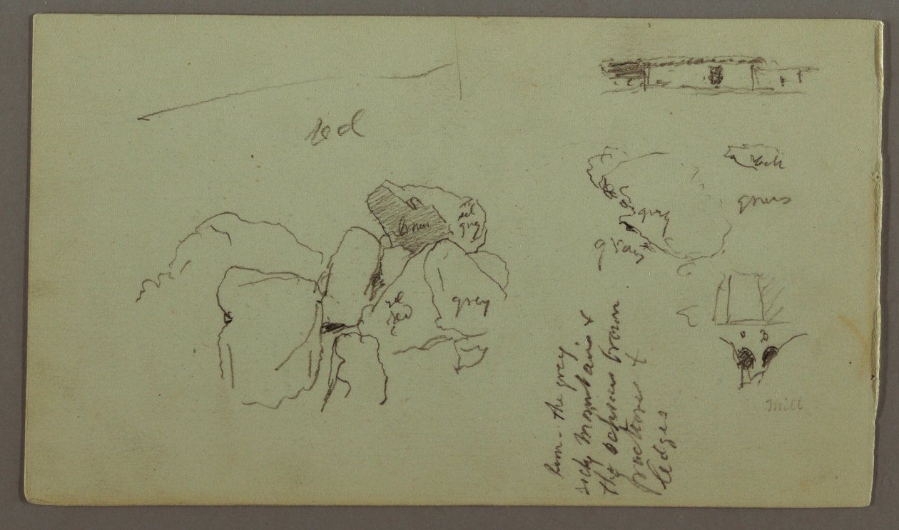 Dessin, rochers, maison, avril 1868 - Frederic Edwin Church
