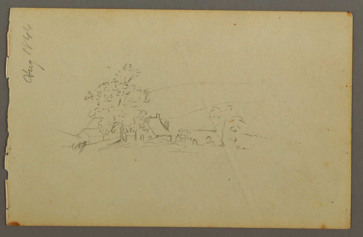 Dessin, bâtiments de ferme éloignés, 1844 - Frederic Edwin Church