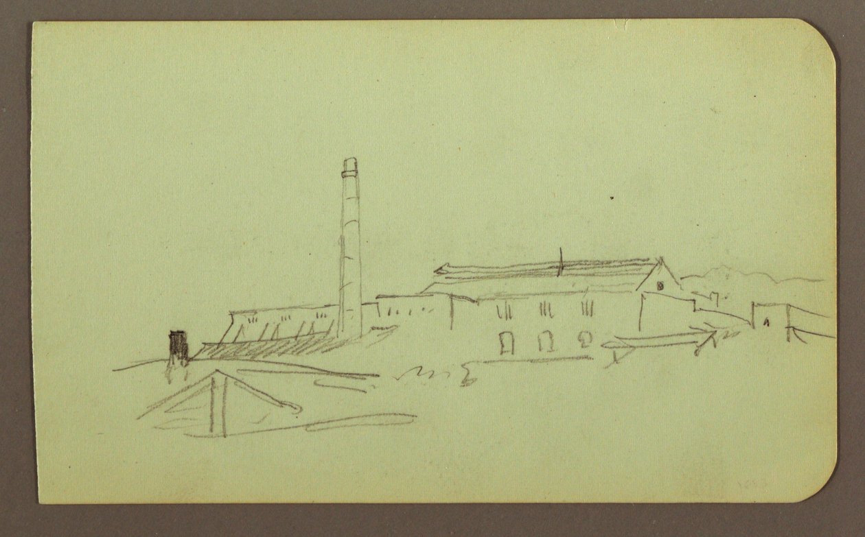 Dessin, usine ; verso : figures, 1883 - Frederic Edwin Church
