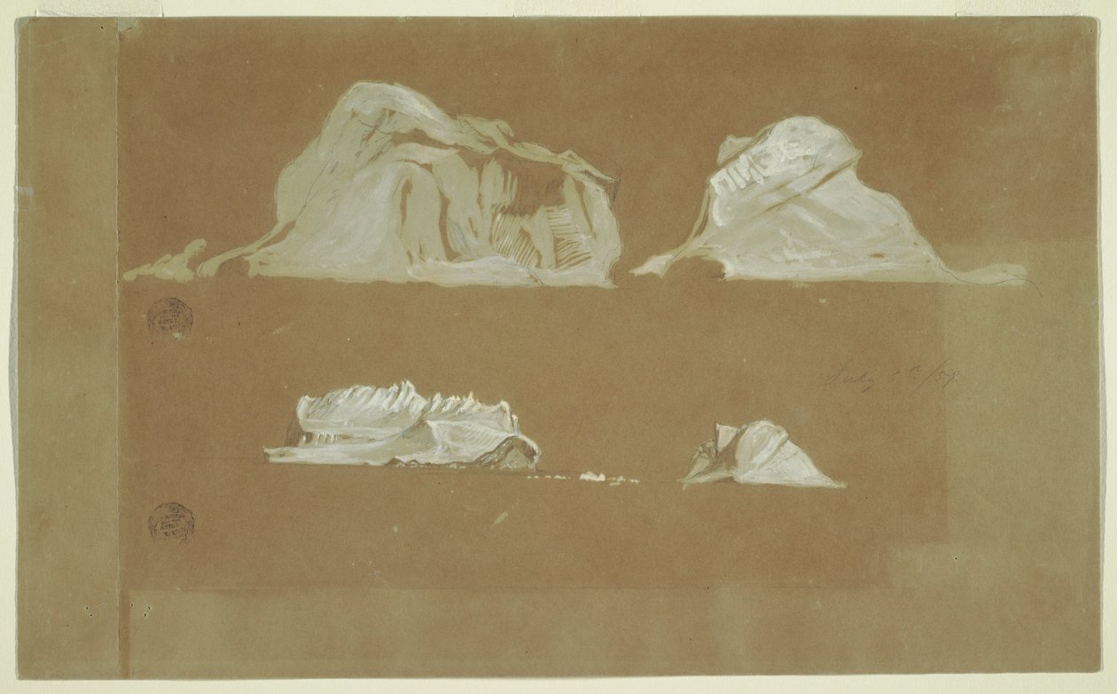 Dessin, icebergs flottants, 5 juillet 1859 - Frederic Edwin Church