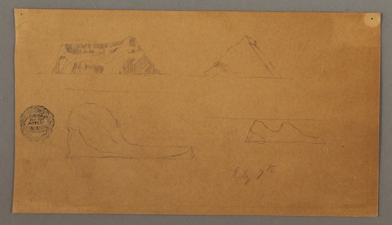 Dessin, icebergs flottants, 7 juillet 1859 - Frederic Edwin Church