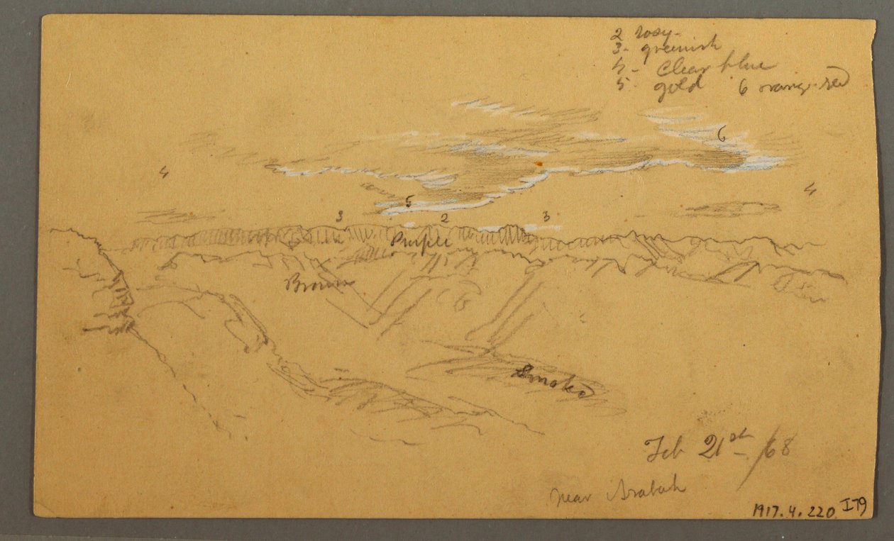 Dessin, Hillside, février 1869  - Frederic Edwin Church
