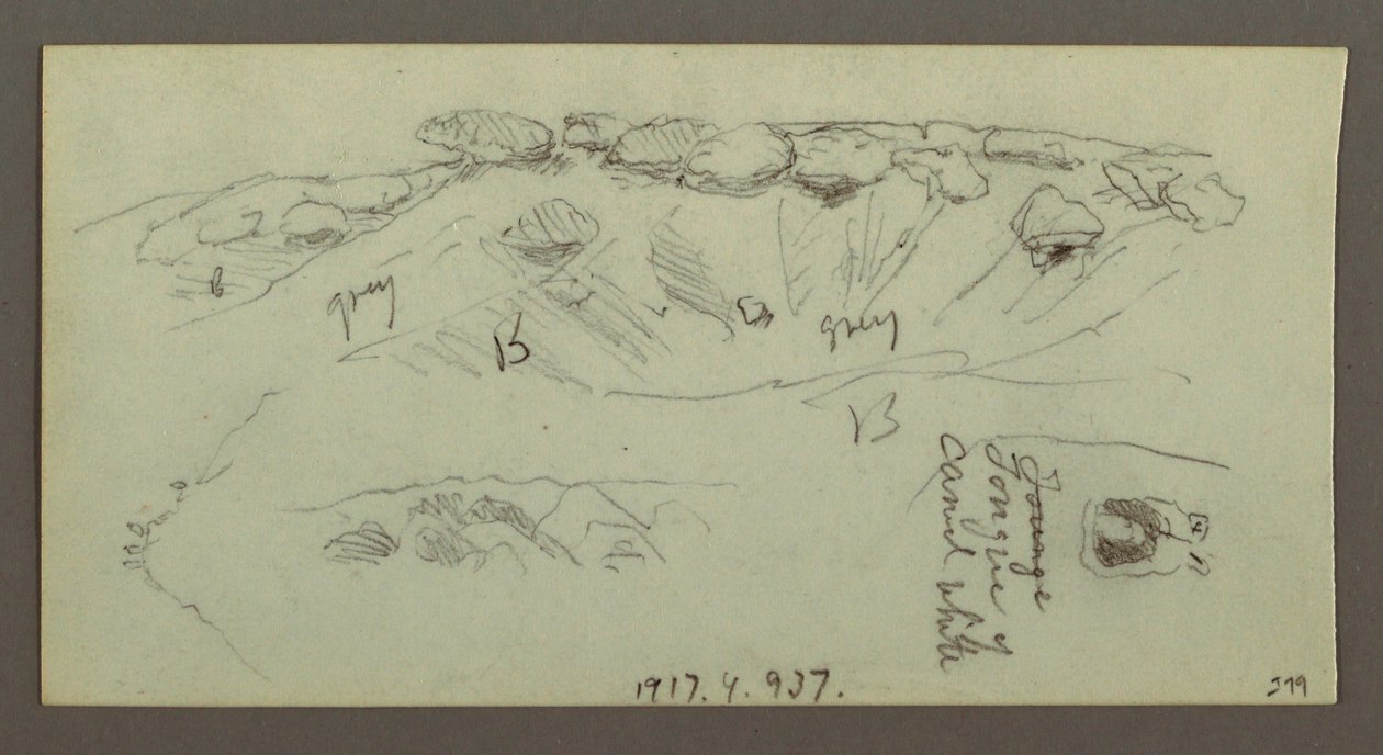 Dessin, sommet de colline avec rochers, peut-être 1868 - Frederic Edwin Church