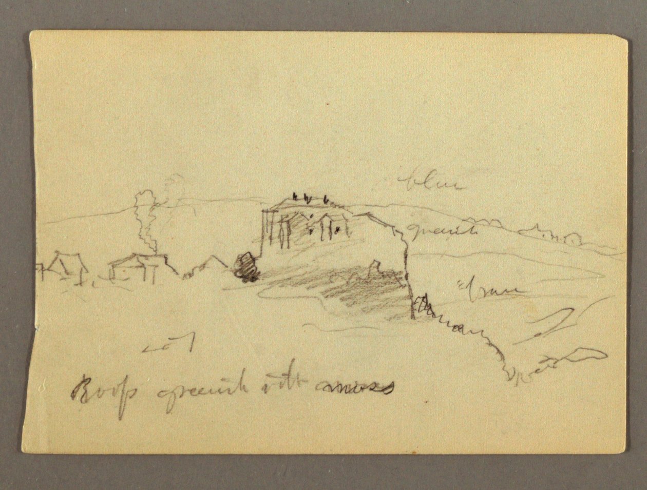 Dessin, Maisons sur la colline, peut-être 1868-69 - Frederic Edwin Church