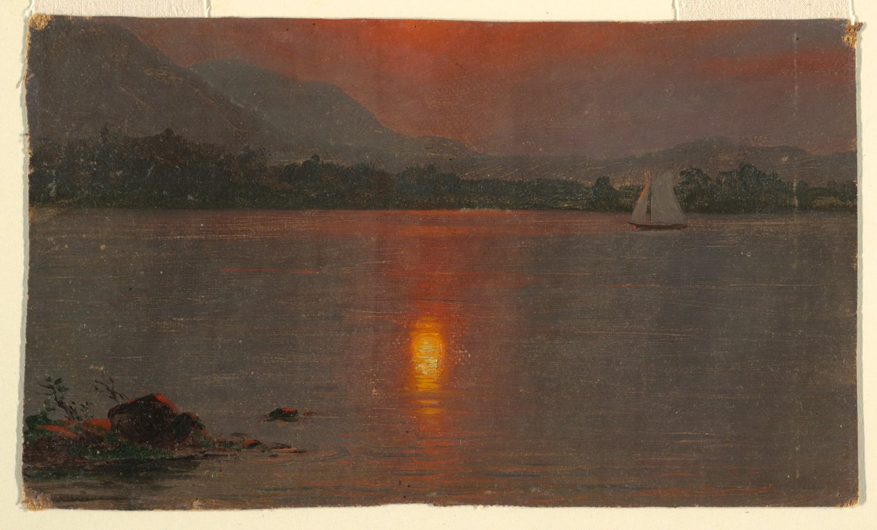 Dessin, lac Millinocket, coucher de soleil, 1870-80 - Frederic Edwin Church