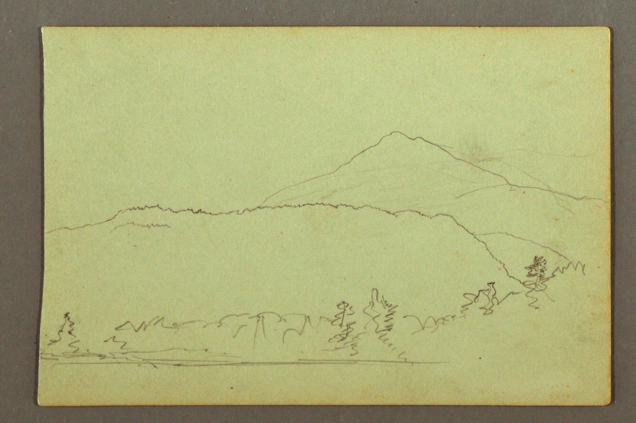 Dessin, lac, colline, peut-être 1856 - Frederic Edwin Church