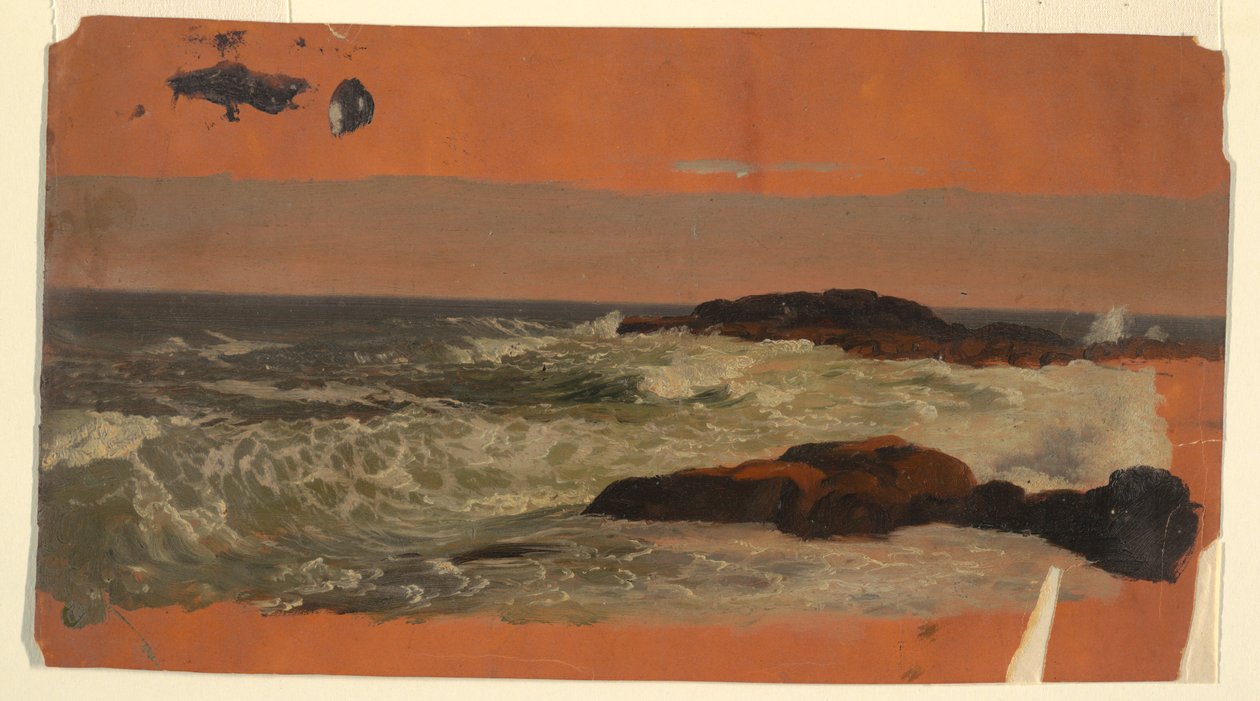 Dessin, côte du Maine, surf, vers 1850 - Frederic Edwin Church