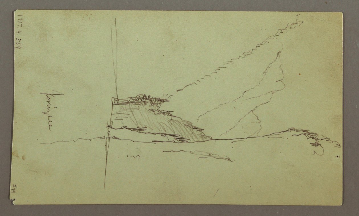 Dessin, sommets montagneux, rivière, juillet 1868 - Frederic Edwin Church