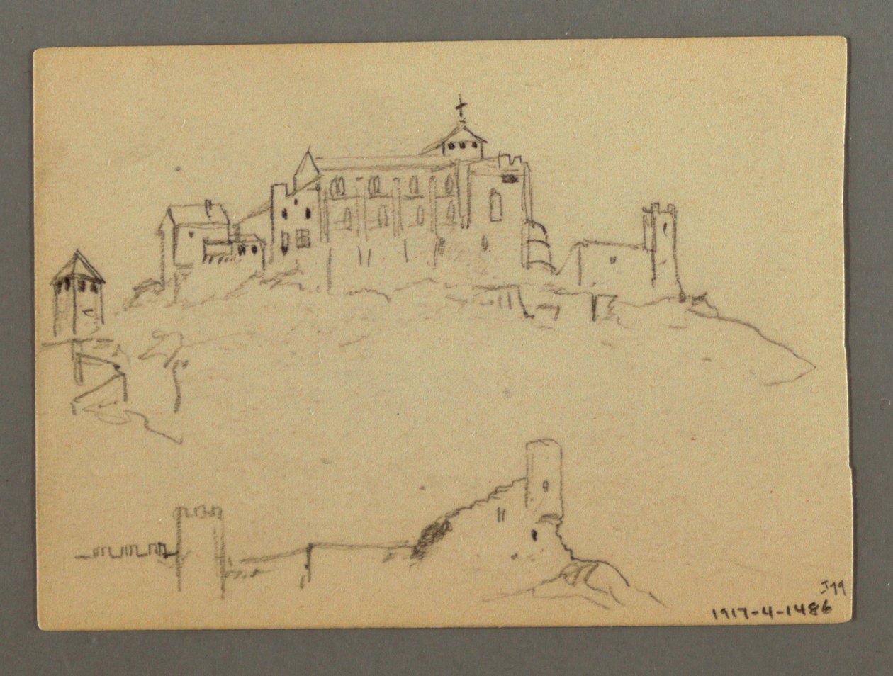 Dessin, flanc de montagne, peut-être 1868 - Frederic Edwin Church