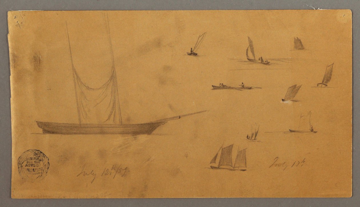 Dessin, études de voiliers, 12-13 juillet 1859 - Frederic Edwin Church