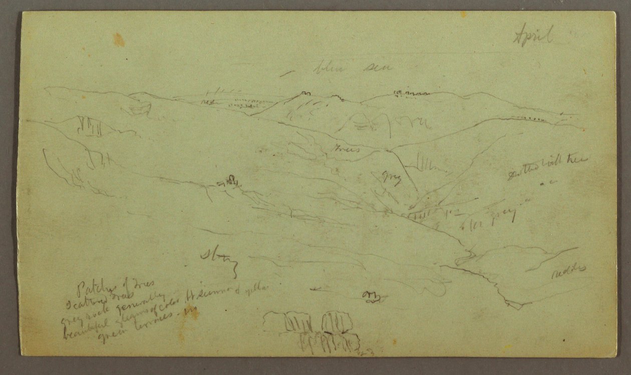 Dessin, Vallée, avril peut-être 1868 - Frederic Edwin Church