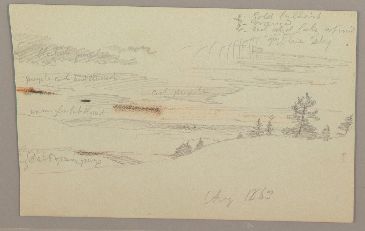 Dessin, versant boisé, pays des collines, 1863 - Frederic Edwin Church