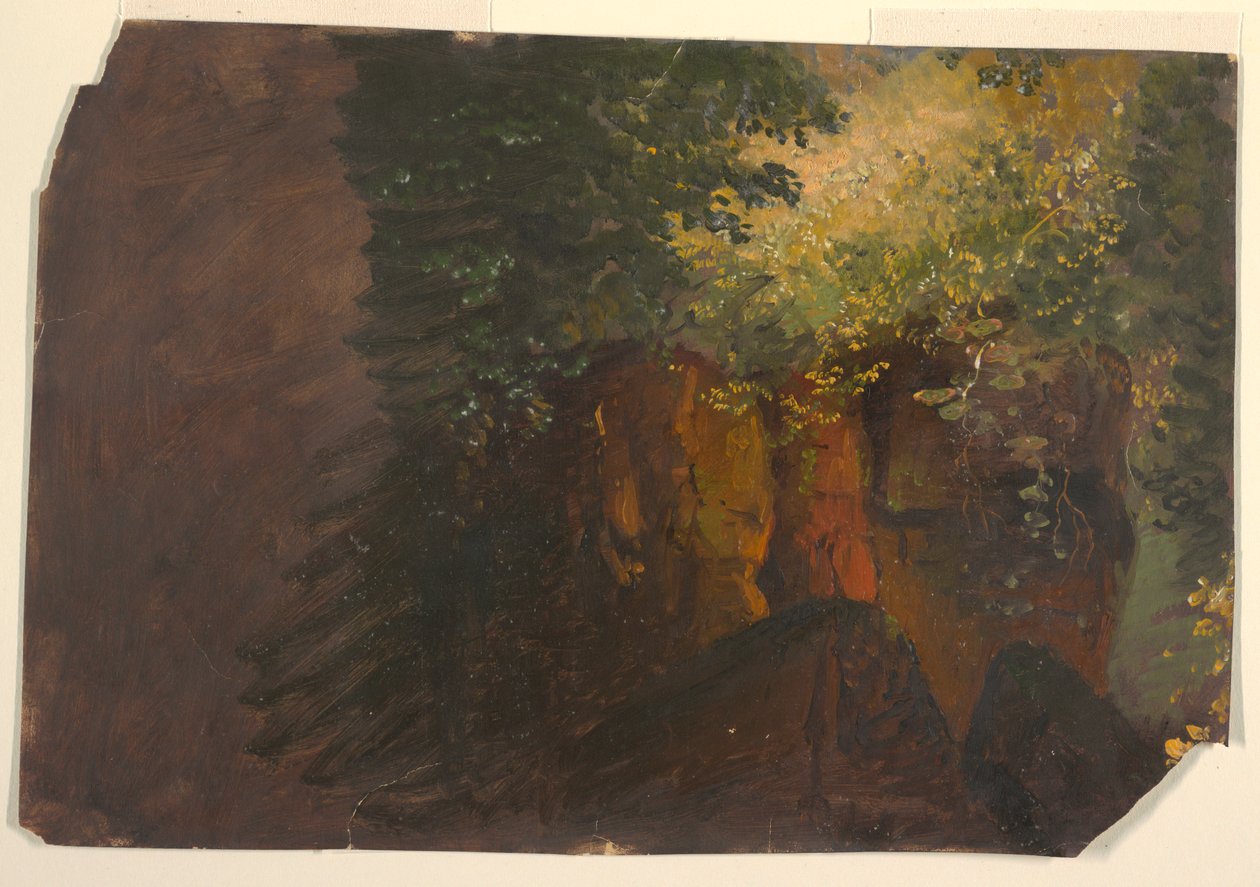 Dessin, scène de forêt avec des rochers, 1860-70 - Frederic Edwin Church