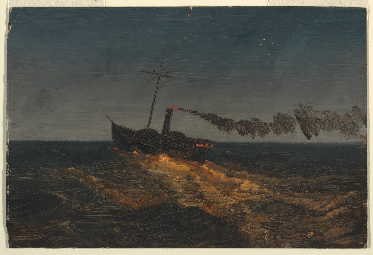 Bateau à vapeur à aubes au crépuscule - Frederic Edwin Church