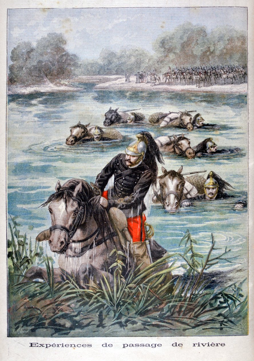 Cavalerie française traversant une rivière, 1896 - Frederic Lix