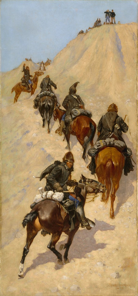 Scouts escaladant une montagne - Frederic Remington