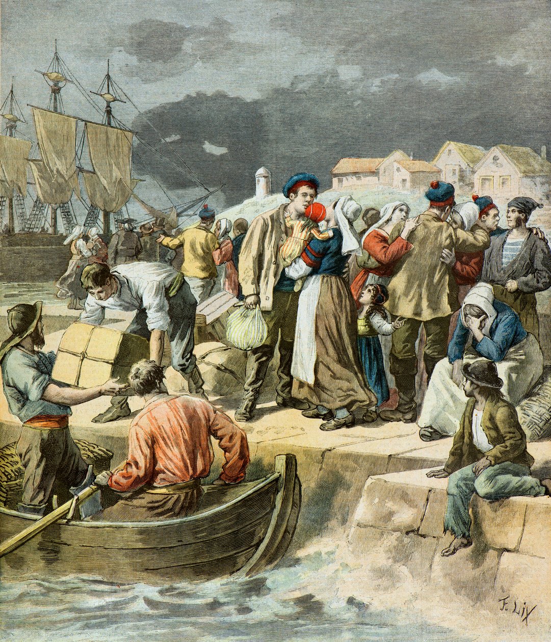 Départ des pêcheurs bretons - Frederic Theodore Lix