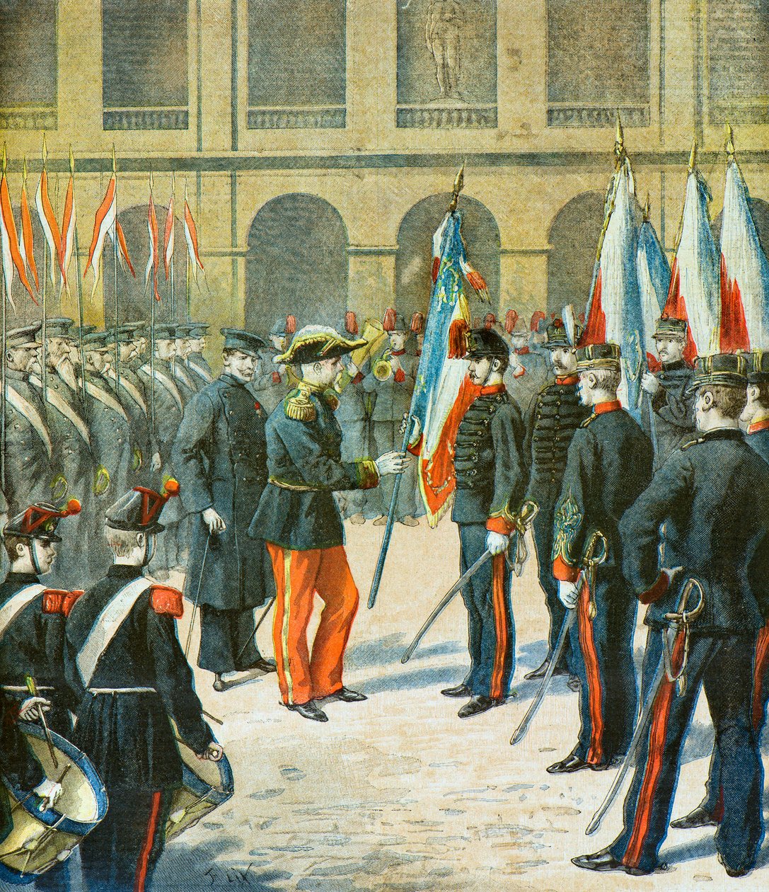 La présentation des drapeaux - Frederic Theodore Lix