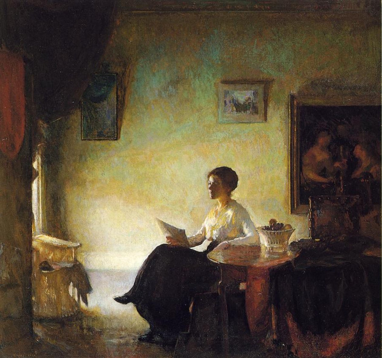 Femme lisant à la maison, 1918 - Frederick Andrew Bosley