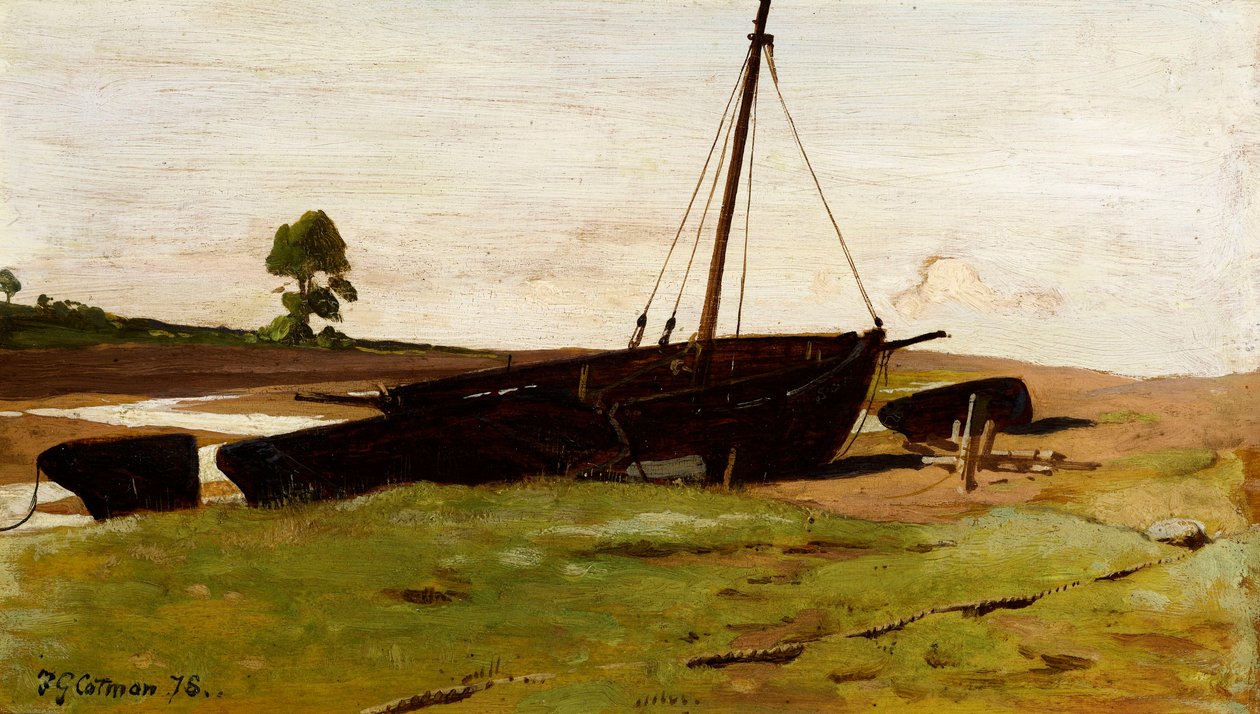 Bateaux échoués, Porlock Weir, 1879 - Frederick George Cotman
