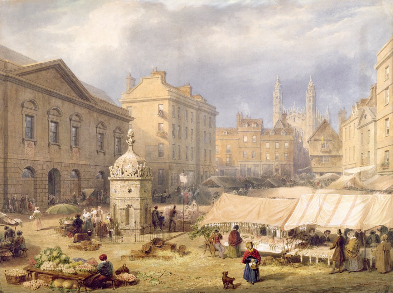 Place du Marché de Cambridge, 1841 - Frederick Mackenzie