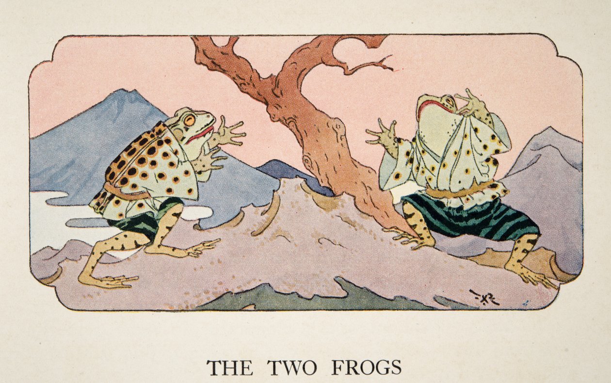 Les deux grenouilles, illustration de Little Peaching and Other Tales of Old Japan, c. 1928 - Frederick Richardson