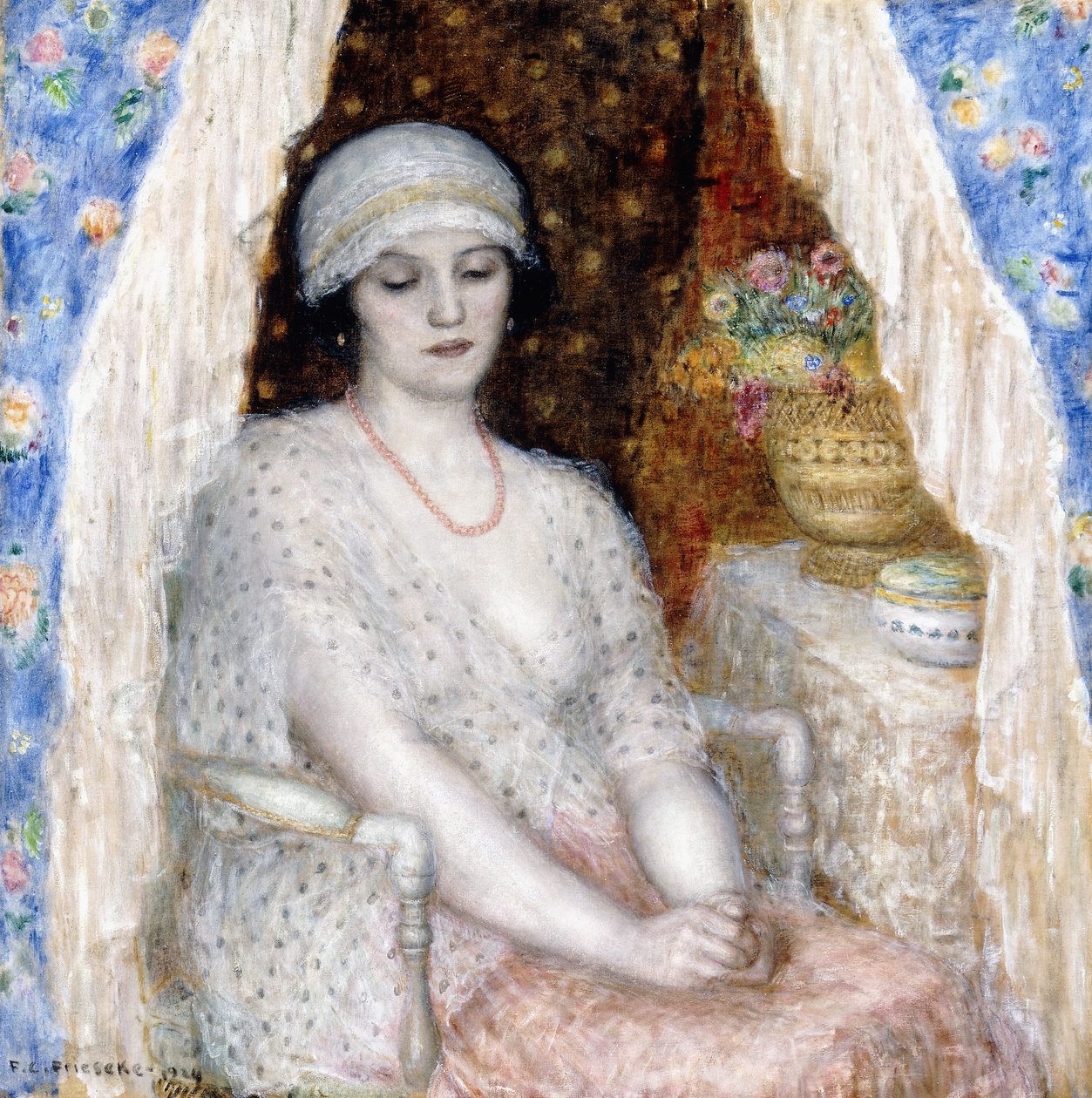 Rideaux Bleus - Frederick Carl Frieseke
