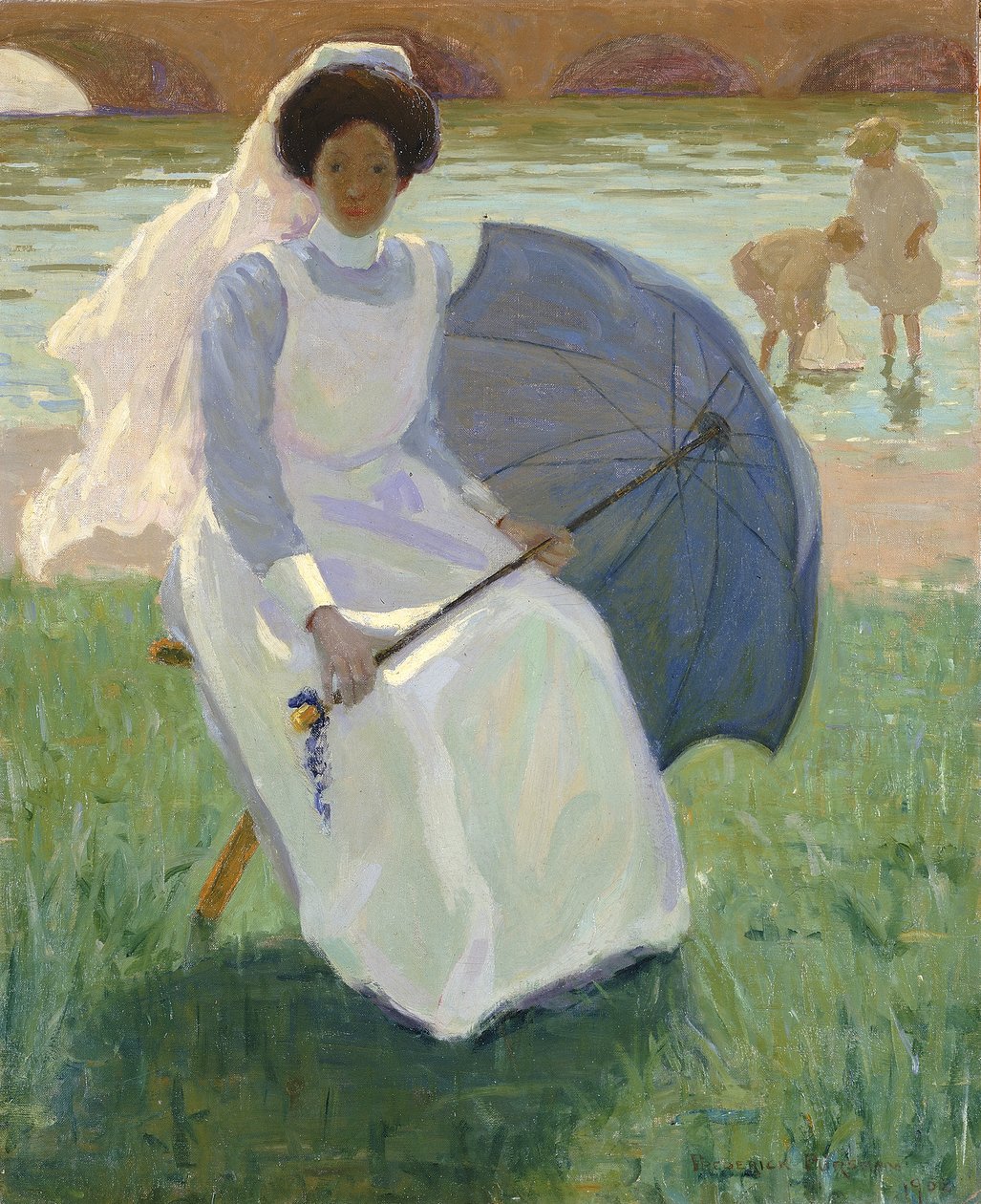 Femme avec un parasol vert, 1908 - Frederick F. Fursman