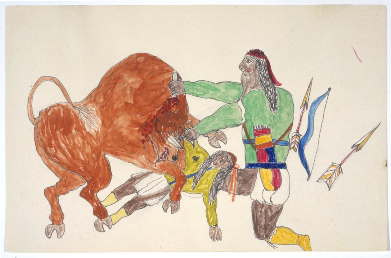 Bison piétinant un homme - Frederick Gokliz